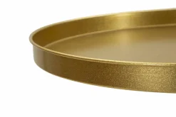 Tavolino soggiorno circolare oro 50x40x60h cm vetro fumé - Yoko