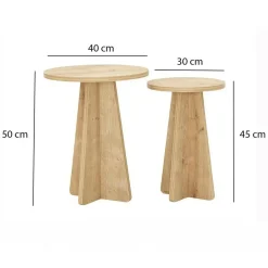Tavolino soggiorno circolare quercia 90x90x41h cm - Tairn
