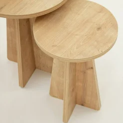 Tavolino soggiorno circolare quercia 90x90x41h cm - Tairn