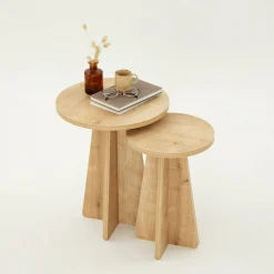 Tavolino soggiorno circolare quercia 90x90x41h cm - Tairn