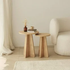 Tavolino soggiorno circolare quercia 90x90x41h cm - Tairn