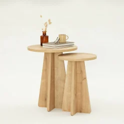 Tavolino soggiorno circolare quercia 90x90x41h cm - Tairn