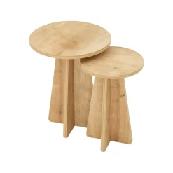 Tavolino soggiorno circolare quercia 90x90x41h cm - Tairn