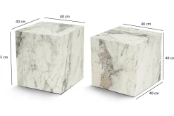 Tavolino soggiorno cubico marmo 40x40x45h cm - Brennan