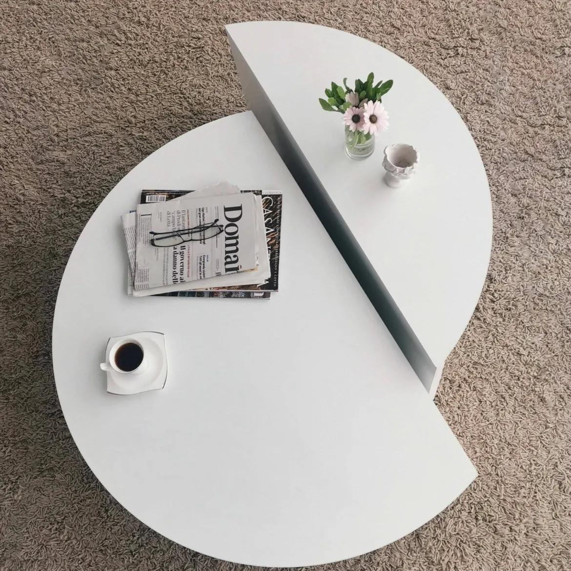 Tavolino soggiorno irregolare noce scuro 90x90x35h cm - Azim
