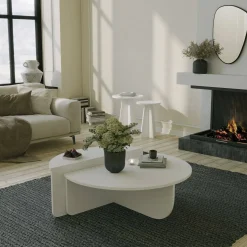Tavolino soggiorno irregolare noce scuro 90x90x35h cm - Azim