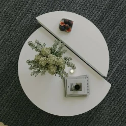 Tavolino soggiorno irregolare noce scuro 90x90x35h cm - Azim