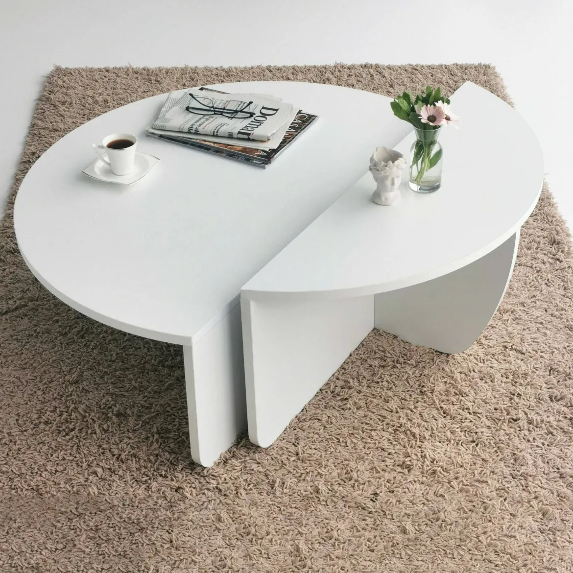 Tavolino soggiorno irregolare noce scuro 90x90x35h cm - Azim
