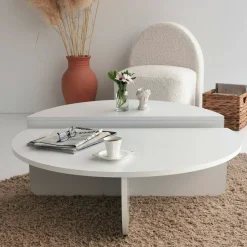 Tavolino soggiorno irregolare noce scuro 90x90x35h cm - Azim