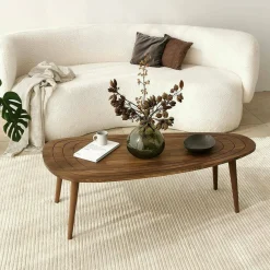 Tavolino soggiorno ovale noce 115x50x38h cm - Eugenia