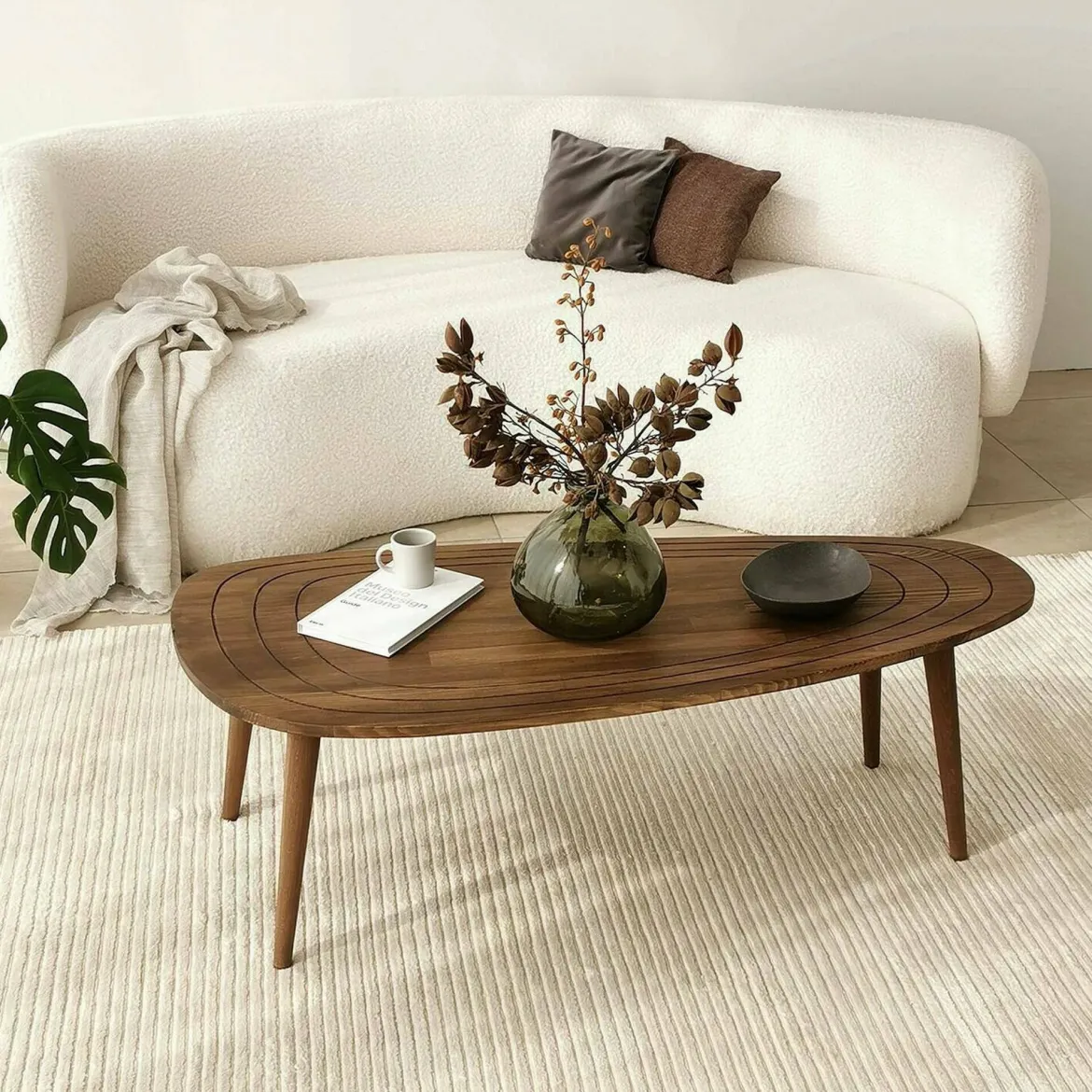 Tavolino soggiorno ovale noce 115x50x38h cm - Eugenia