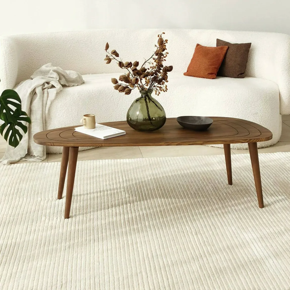 Tavolino soggiorno ovale noce 115x50x38h cm - Eugenia