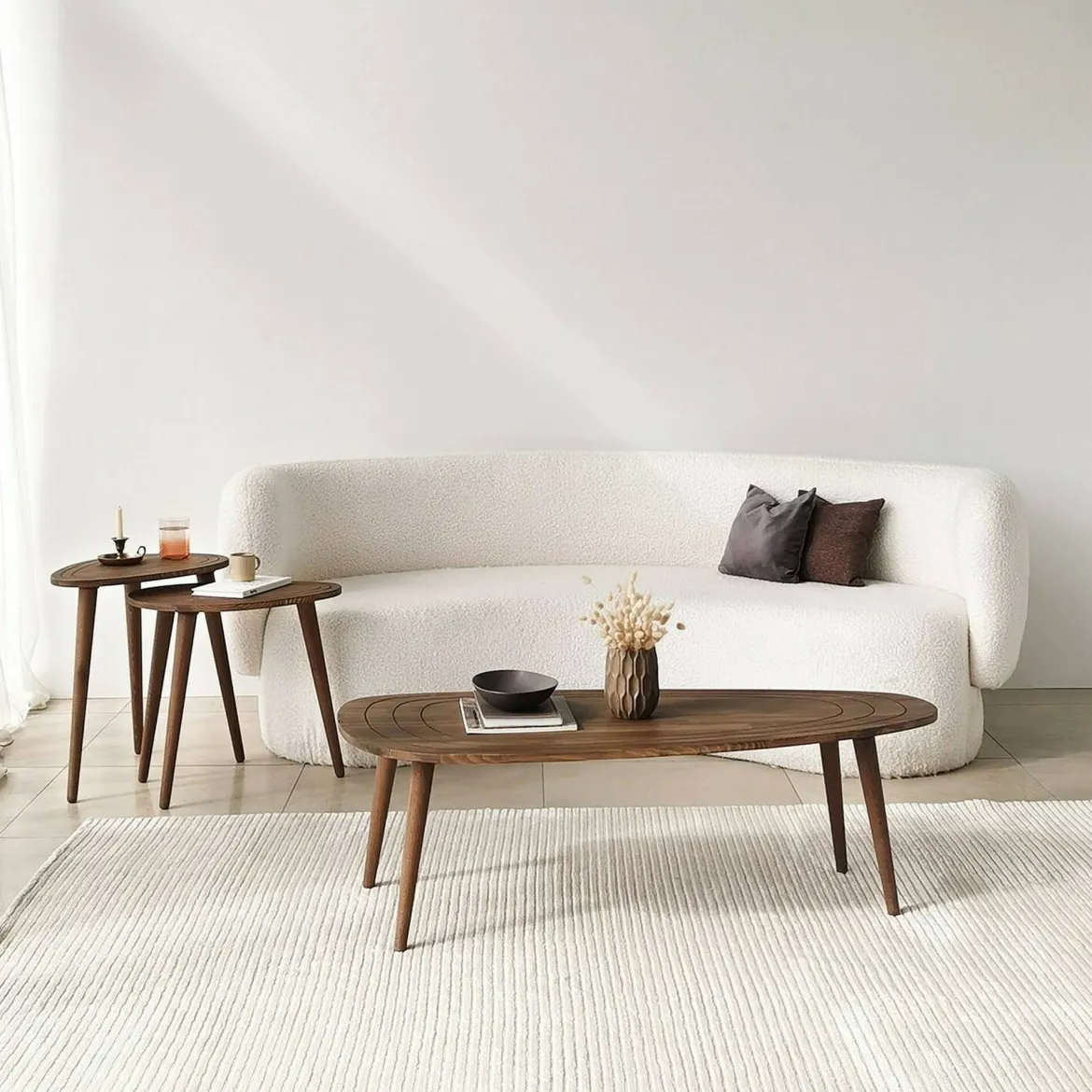 Tavolino soggiorno ovale noce 115x50x38h cm - Eugenia