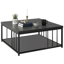 Tavolino soggiorno quadrato bianco e nero 90x90x40h cm - Raiden