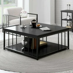 Tavolino soggiorno quadrato bianco e nero 90x90x40h cm - Raiden