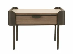 Tavolino soggiorno quadrato grigio e marrone 60x60x41h cm con 2 cassetti - Icona