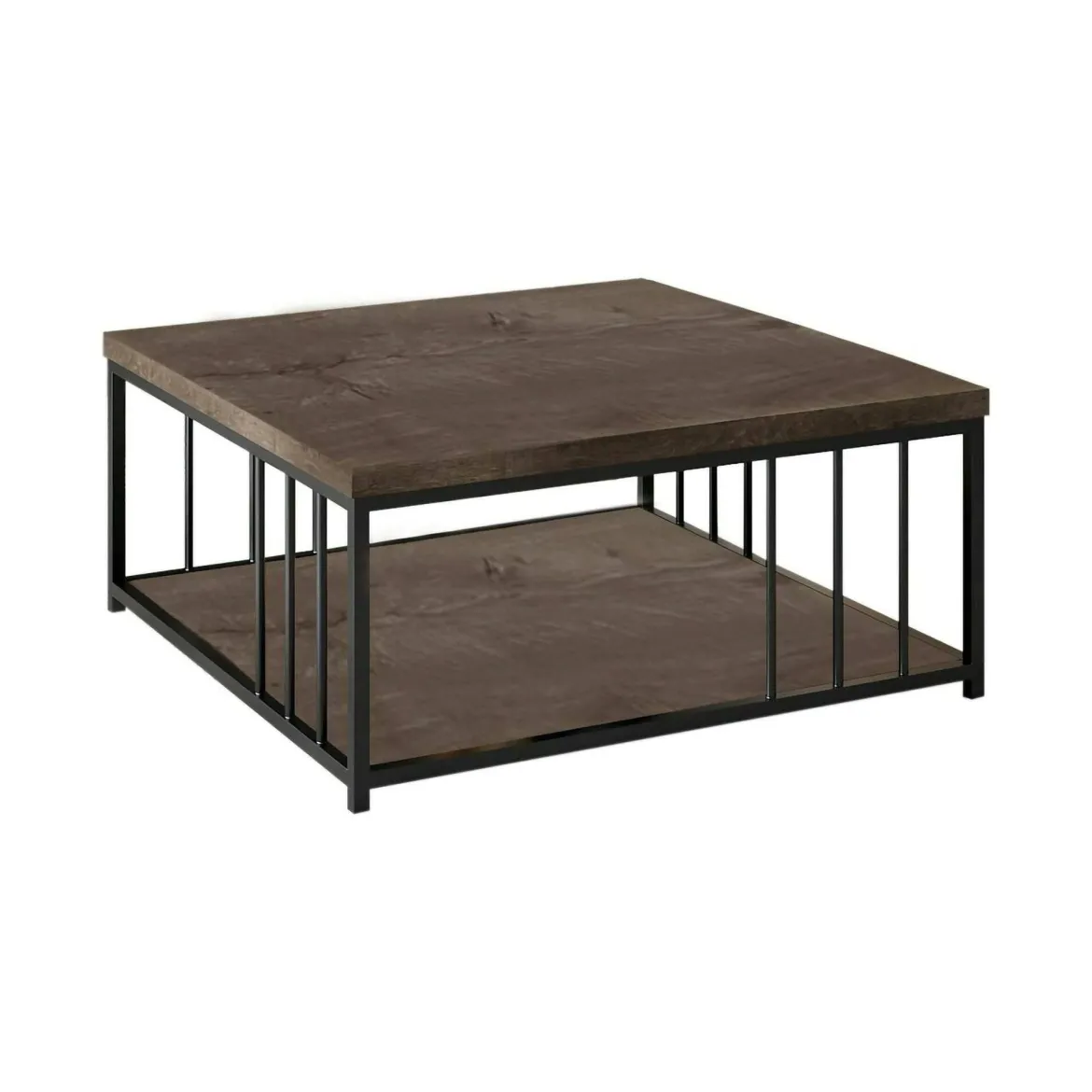 Tavolino soggiorno quadrato noce e nero 90x90x40h cm - Raiden