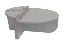 Tavolino soggiorno rettangolare angoli arrotondoti antracite 90x60x35h cm - Feyre