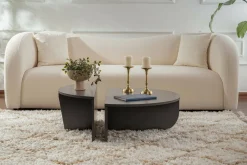 Tavolino soggiorno rettangolare angoli arrotondoti antracite 90x60x35h cm - Feyre