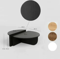 Tavolino soggiorno rettangolare angoli arrotondoti nero 90x90x35h cm - Azim