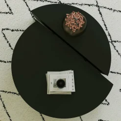 Tavolino soggiorno rettangolare angoli arrotondoti nero 90x90x35h cm - Azim