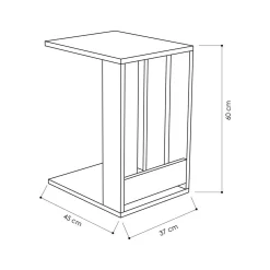 Tavolino soggiorno rettangolare antracite 60x20x60h cm - Fabrizia