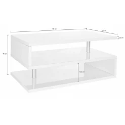 Tavolino soggiorno rettangolare antracite e nero 120x50x30h cm - Sarika