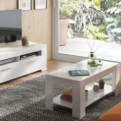Tavolino soggiorno rettangolare bianco 110x60x40h cm - Enemonzo