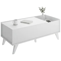 Tavolino soggiorno rettangolare bianco e antracite 60x60x32h cm - Sondalo