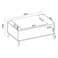 Tavolino soggiorno rettangolare bianco e antracite 60x60x32h cm - Sondalo