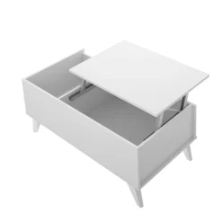 Tavolino soggiorno rettangolare bianco e antracite 60x60x32h cm - Sondalo