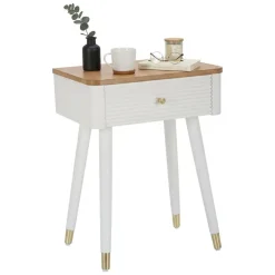 Tavolino soggiorno rettangolare bianco e nero 101x48x50h cm con 1 cassetto - Maximilien