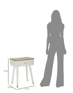 Tavolino soggiorno rettangolare bianco e nero 101x48x50h cm con 1 cassetto - Maximilien