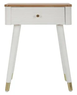 Tavolino soggiorno rettangolare bianco e nero 101x48x50h cm con 1 cassetto - Maximilien