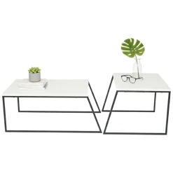 Tavolino soggiorno rettangolare bianco e nero 88x50x38h cm - Tavo