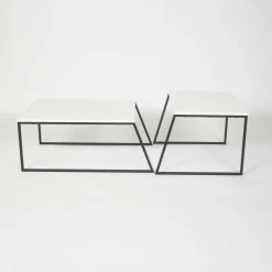 Tavolino soggiorno rettangolare bianco e nero 88x50x38h cm - Tavo