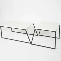 Tavolino soggiorno rettangolare bianco e nero 88x50x38h cm - Tavo