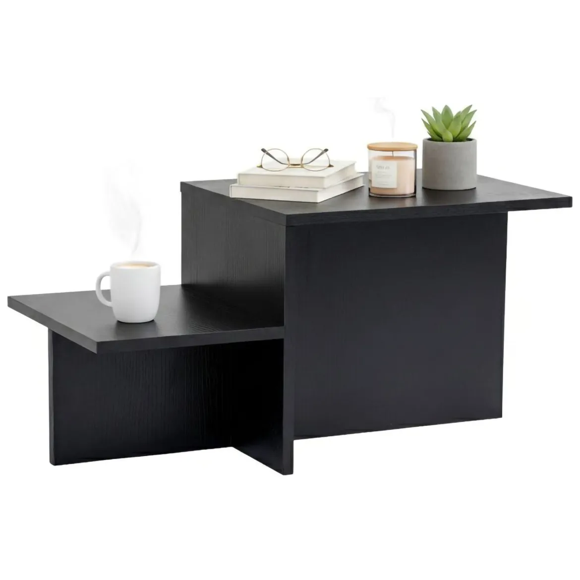 Tavolino soggiorno rettangolare nero e oro 90x60x40h cm - Vespero