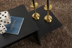 Tavolino soggiorno rettangolare nero e oro 90x60x40h cm - Vespero