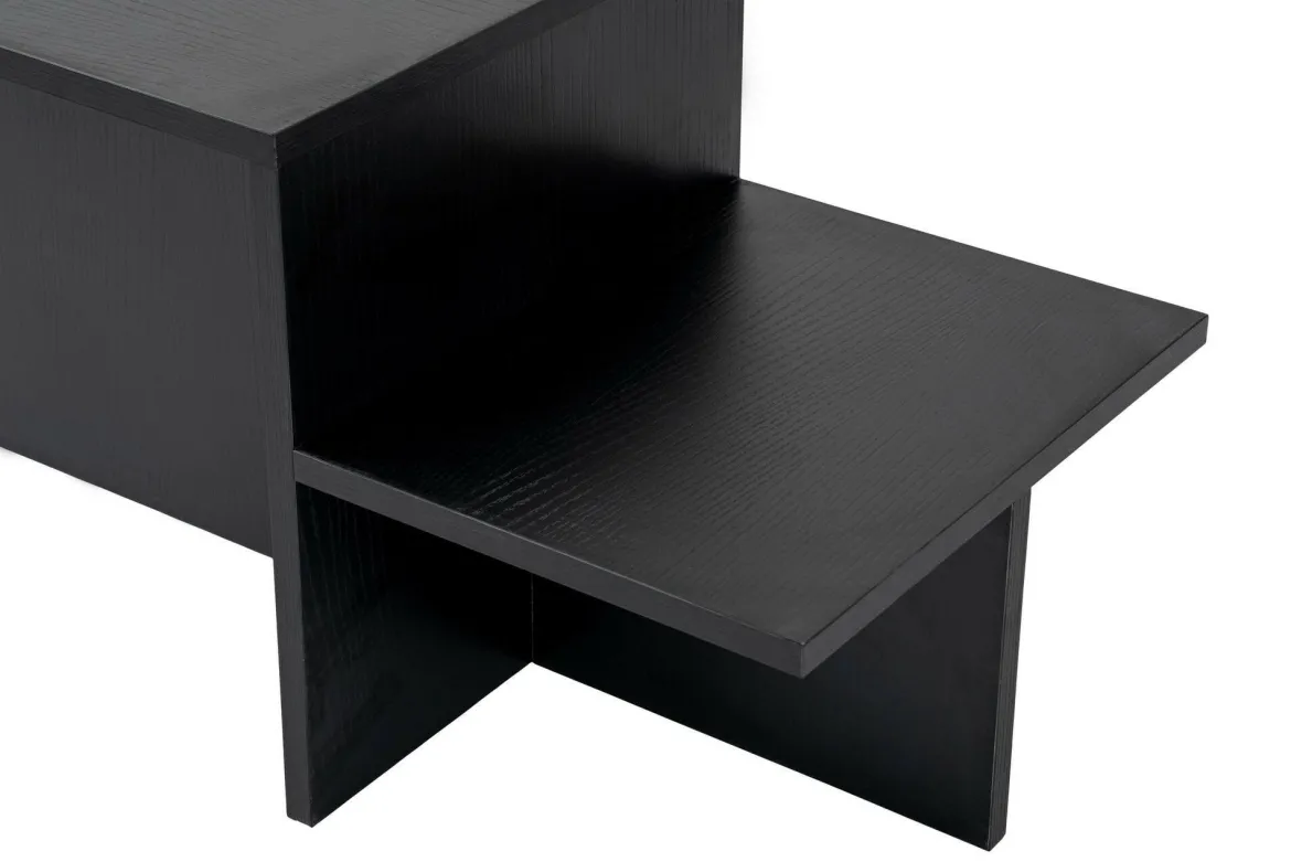 Tavolino soggiorno rettangolare nero e oro 90x60x40h cm - Vespero