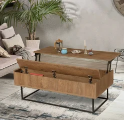Tavolino soggiorno rettangolare noce e nero 120x60x43h cm - Barghe