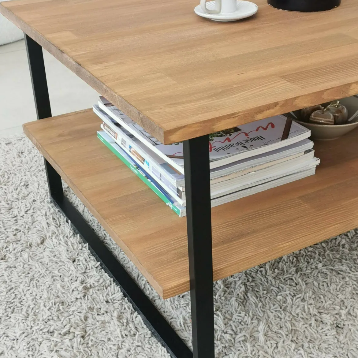 Tavolino soggiorno rettangolare quercia 85x60x40h cm - Aprica