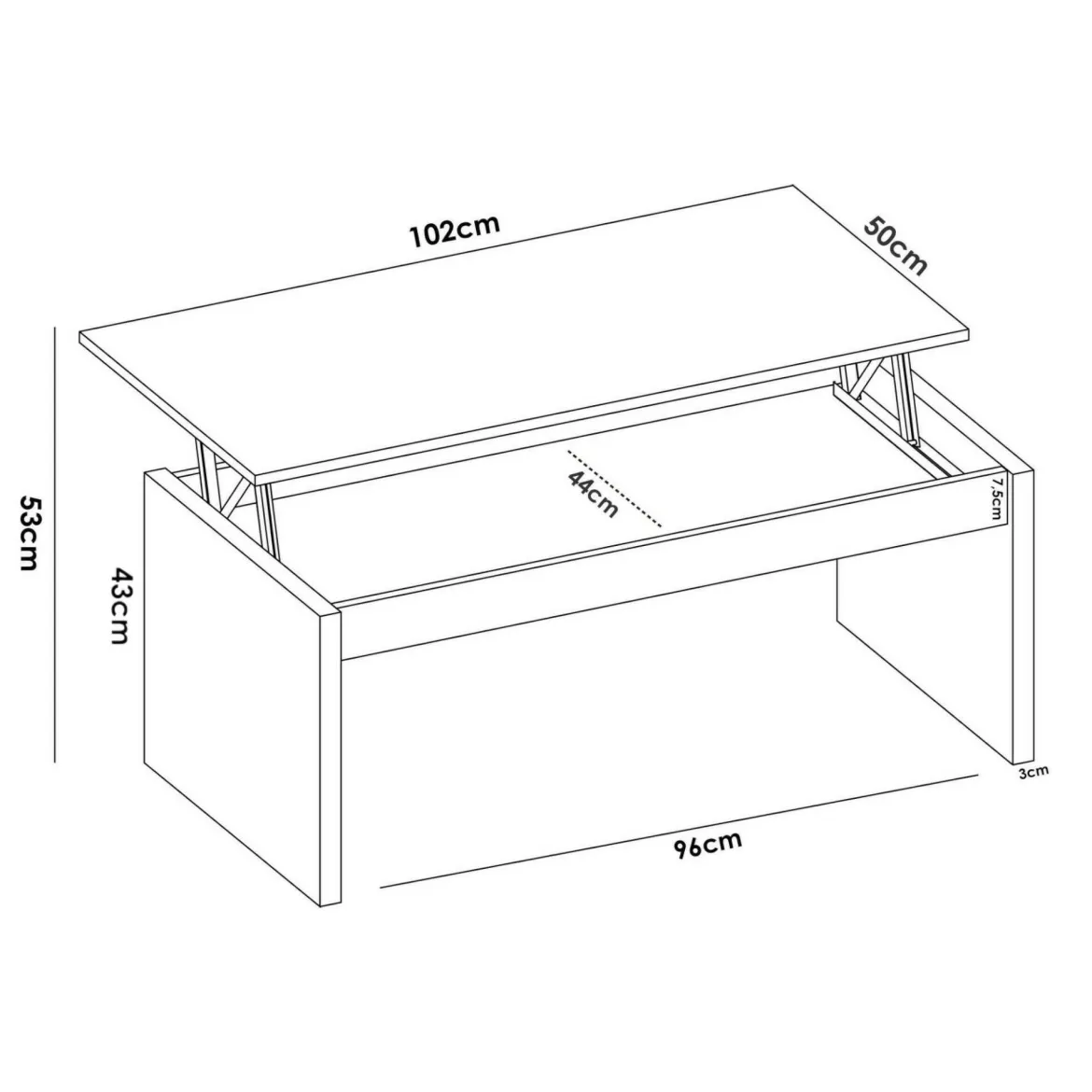 Tavolino soggiorno rettangolare rovere 102x50x43h cm - Audi