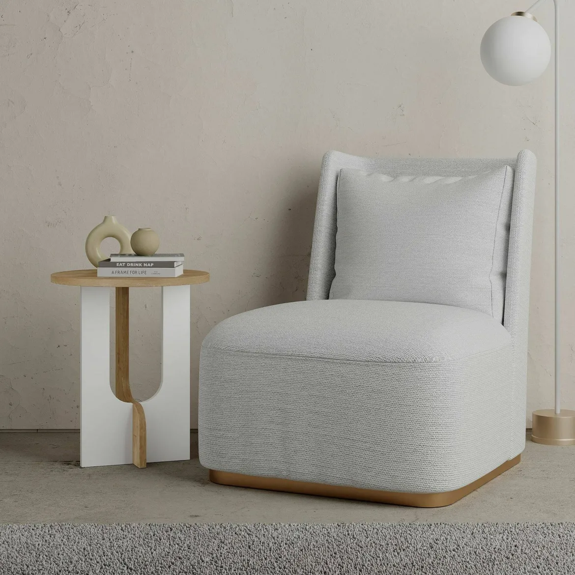 Tavolino soggiorno rettangolare tortora e fume 80x80x40h cm modulare - Nuummite