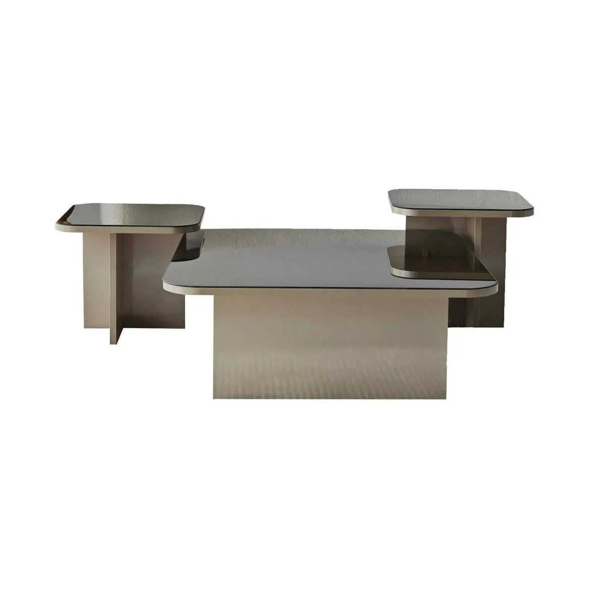 Tavolino soggiorno rettangolare tortora e fume 80x80x40h cm modulare - Nuummite
