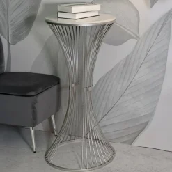 Tavolino soggiorno rotondo argento 50x50x100h cm - Merli