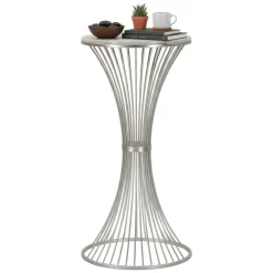 Tavolino soggiorno rotondo argento 50x50x100h cm - Merli