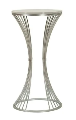 Tavolino soggiorno rotondo argento 50x50x100h cm - Merli