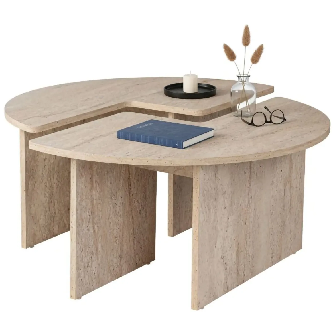 Tavolino soggiorno rotondo beige 90x90x41h cm - Tairn