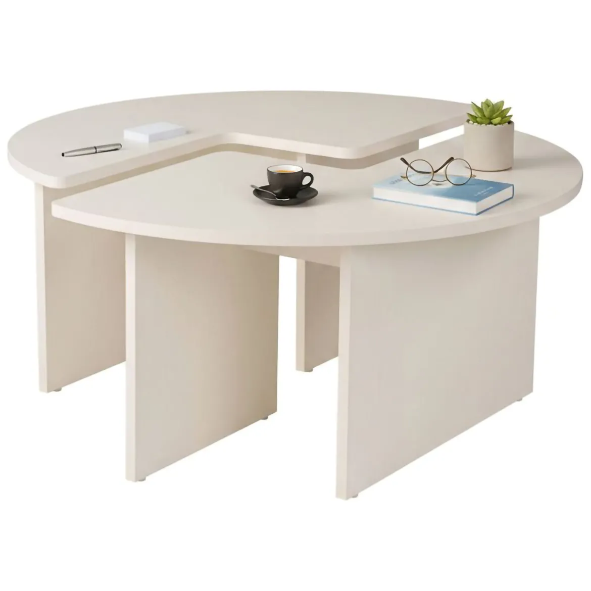 Tavolino soggiorno rotondo bianco larice 90x90x41h cm - Tairn